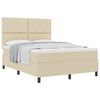 vidaXL Boxspringbed met matras met hoofdeinde Cr&egrave;me 160 x 200 cm Stof