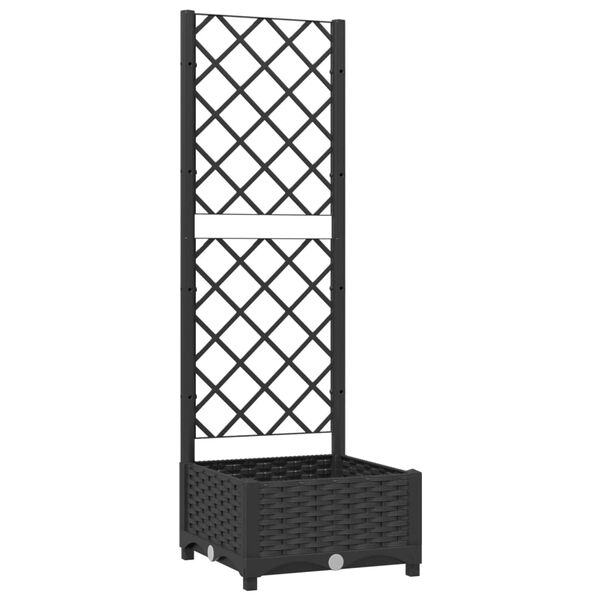 vidaXL Plantenbak met trellis zwart 40x40x121,5 cm PP