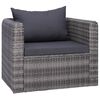 vidaXL Tuinstoel met kussens poly rattan grijs