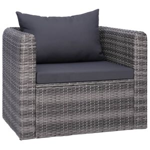vidaXL Tuinstoel met kussens poly rattan grijs