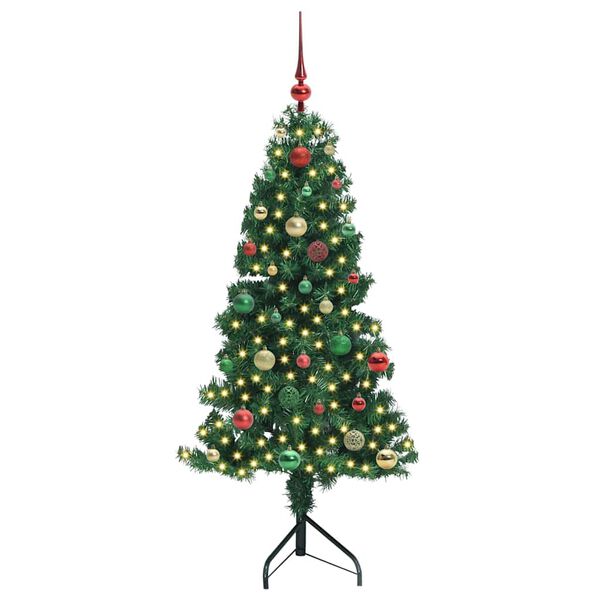 vidaXL Hoek Kunstkerstboom met 150 LED Groen 150 cm PVC en Metaal