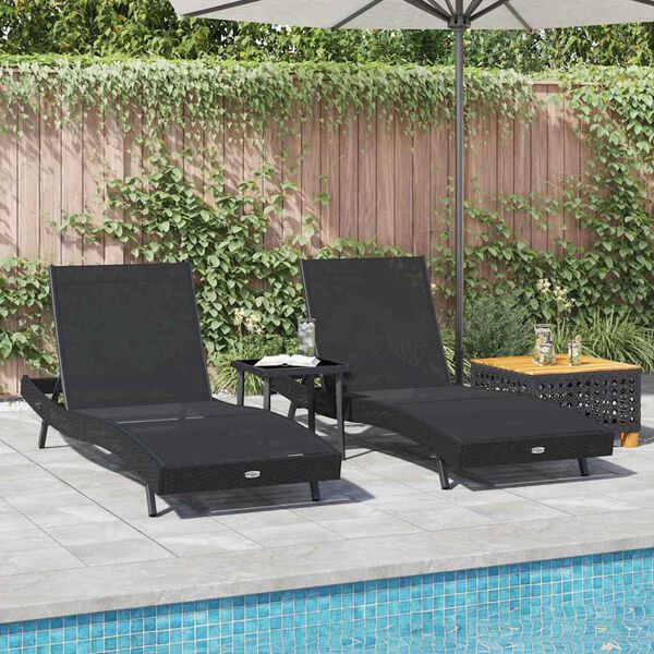 vidaXL Ligstoelen 3 pcs Zwart 40 x 40 x 40.5 cm poly rattan