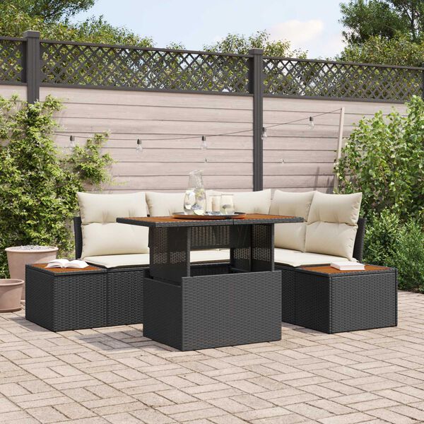 vidaXL Tuin Eetset met kussen met kussen 5 pcs Zwart en Beige