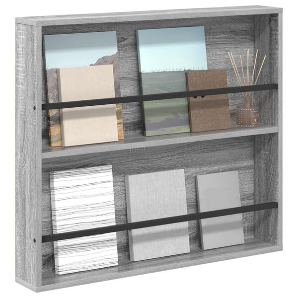 vidaXL Tijdschrift Rek Grijs Sonoma 80 x 12 x 70 cm Bewerkt hout