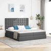 vidaXL Bed met LED-striplichten Donkergrijs 180 x 200 cm Stof