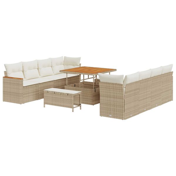 vidaXL Tuinbankenset 11 pcs Beige poly rattan