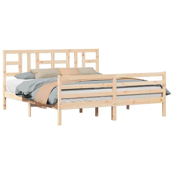 vidaXL Bedframe met hoofdbord massief hout