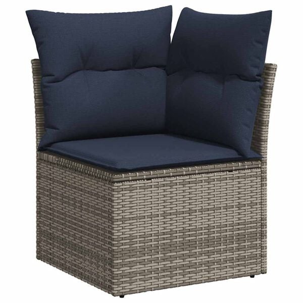 vidaXL 11-delige Loungeset met kussens poly rattan grijs