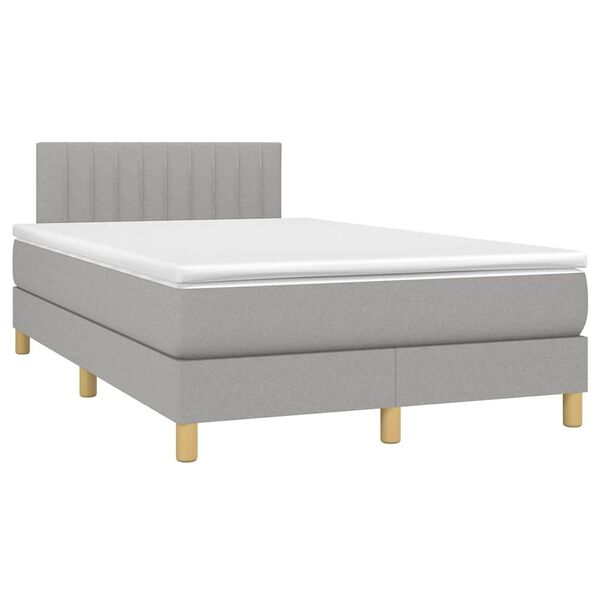 vidaXL Boxspring met matras en LED stof lichtgrijs 120x190 cm