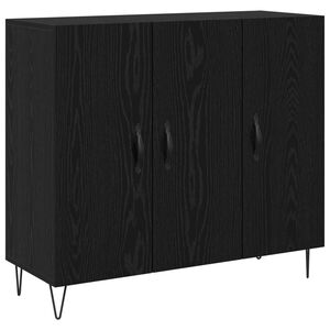 vidaXL Dressoir Zwart Eiken 90 x 32,5 x 80 cm Bewerkt hout