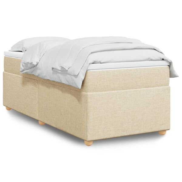 vidaXL Boxspring met matras stof cr&egrave;mekleurig 90x200 cm