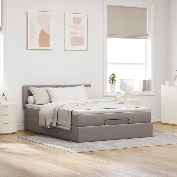 vidaXL Bed met matras 140x190 cm stof taupe