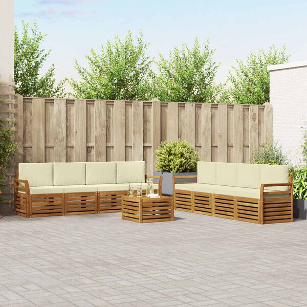 vidaXL Sofa-Sets 9 pcs Natuurlijk en Cr&egrave;me Massief Acaciahout