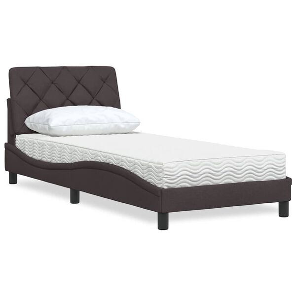 vidaXL Bed met matras stof donkerbruin 90x190 cm