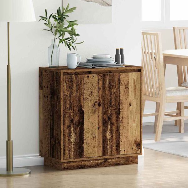 vidaXL LED Sideboard met plank Oudhout 71 x 34,5 x 75 cm Bewerkt hout