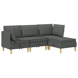 vidaXL Modulaire Sofa Set met Opslag 4 st Donkergrijs Stof
