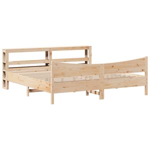 vidaXL Bedframe met hoofdbord massief grenenhout 200x200 cm