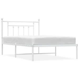 vidaXL Bedframe met hoofdbord metaal wit 107x203 cm