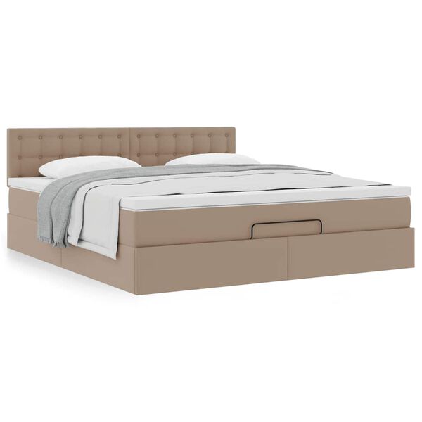 vidaXL Ottoman bed met matras 180x200cm kunstleer cappuccinokleurig