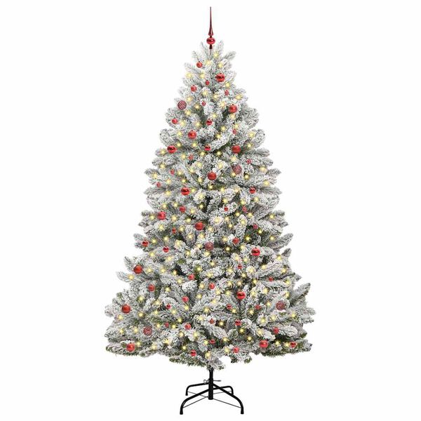 vidaXL Kunstkerstboom met 300 LED Groen en Wit 270 cm PVC en Metaal