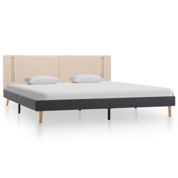 vidaXL Bedframe met LED stof cr&egrave;mekleurig en donkergrijs 180x200 cm