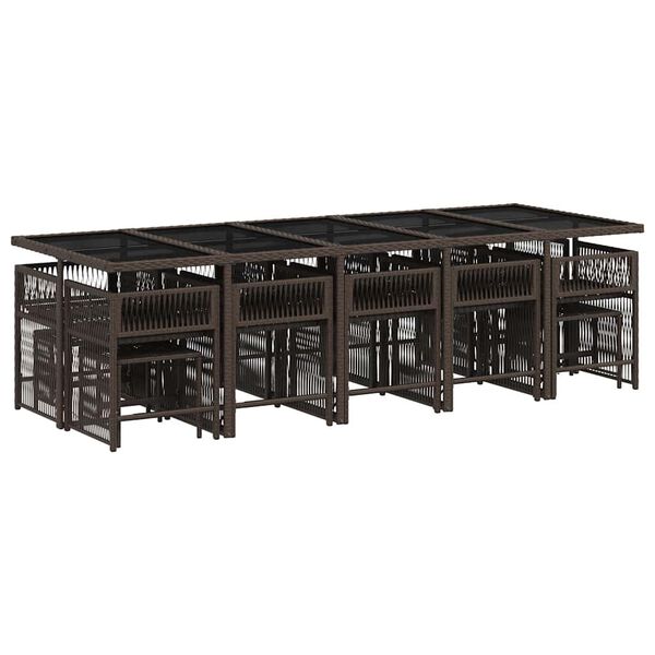 vidaXL 15-delige Tuinset met kussens poly rattan bruin