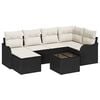 vidaXL Tuin Sofa Set met kussen 7 pcs Zwart en wit Poly riet