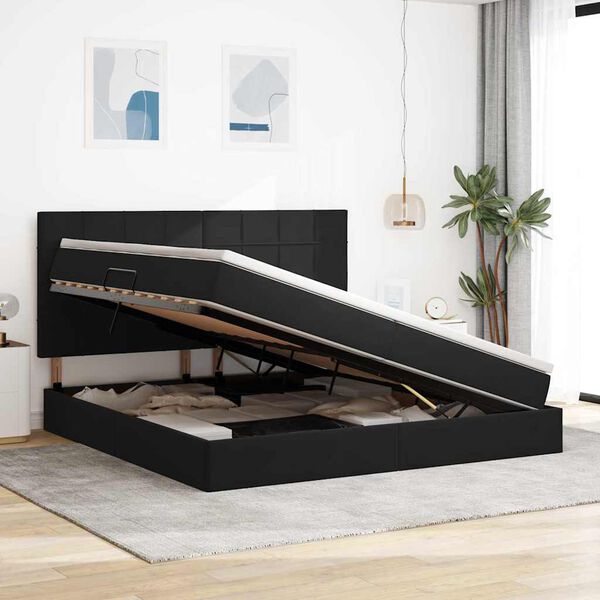 vidaXL Opslag bed met matras met matras Zwart 200 x 200 cm Fluweel