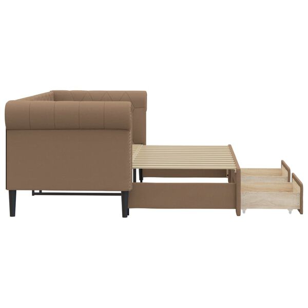 vidaXL Slaapbank met onderschuifbed en lades 90x200 cm kunstleer