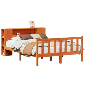 vidaXL Bed met boekenkast zonder matras grenenhout wasbruin 140x190 cm