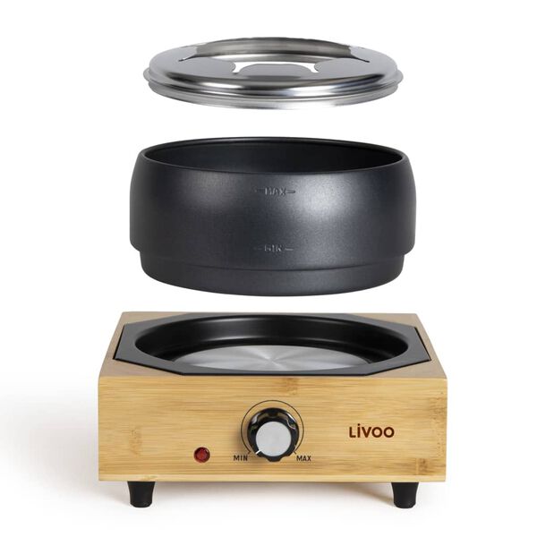 Livoo Fonduepan 8-persoons 2 L 800 W zwart en houtkleurig