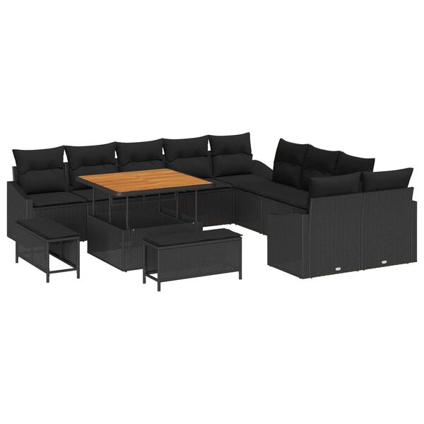 vidaXL Tuin Sofa Set 13 pcs Zwart Poly Rattan en Poedergecoat Staal