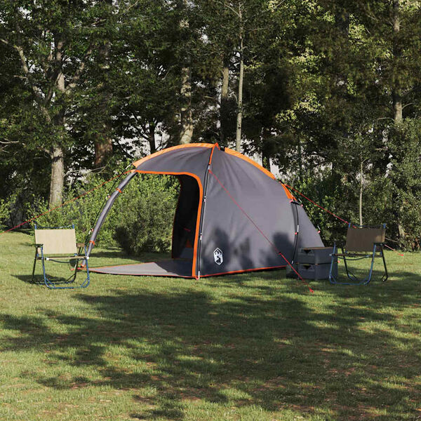 vidaXL Tent Grijs en Oranje 370 x 230 x 185 cm Polyester en glasvezel