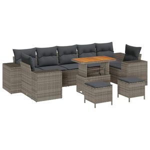 vidaXL Tuin Sofa Set 10 pcs Grijs poly rattan