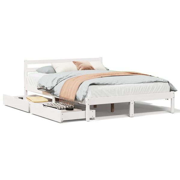 vidaXL Bedframe zonder matras massief grenenhout wit 120x190 cm