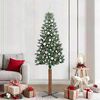 vidaXL Slanke Kerstboom Groen 210 cm PVC en massief dennenhout