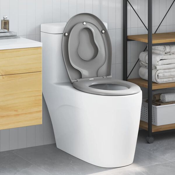 vidaXL Toiletzitting Grijs 44,5 x 37,3 x 4,3 cm Duroplast