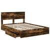 vidaXL Opslag bed met lade Gerookt eiken 160 x 200 cm Bewerkt hout
