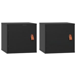 vidaXL Wandkasten 2 st 31,5x30x30 cm massief grenenhout zwart