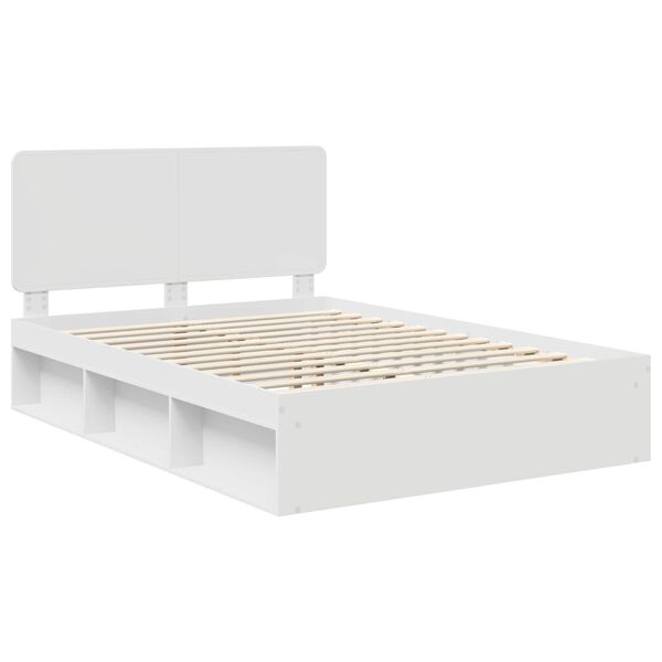vidaXL Bedframe met hoofdeinde Wit 140 x 190 cm Massief grenenhout