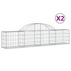 vidaXL Schanskorven 2 st gewelfd 200x30x40/60 cm gegalvaniseerd ijzer