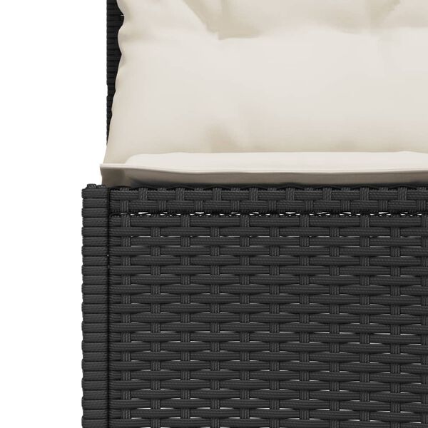 vidaXL Tuinbank met kussens halfrond poly rattan zwart