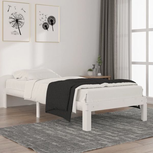 vidaXL Bedframe massief grenenhout wit 90x200 cm