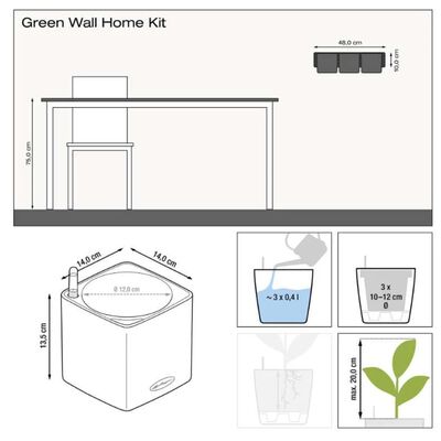 LECHUZA Plantenbakken 3 st Green Wall Home Kit leigrijs