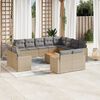 vidaXL 13-delige Loungeset met kussens poly rattan beige