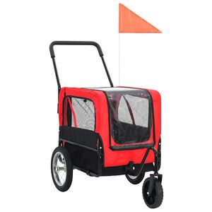 vidaXL Huisdierenfietskar en joggingbuggy 2-in-1 rood en zwart