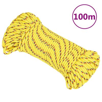 vidaXL Boot touw 3 mm 100 m polypropyleen geel