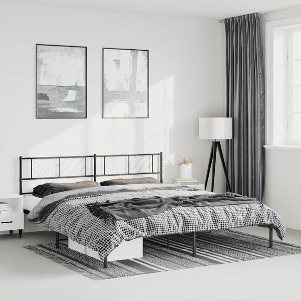 vidaXL Bedframe met hoofdbord metaal zwart 193x203 cm
