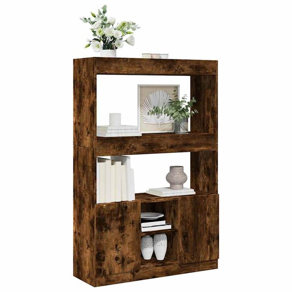 vidaXL Hoge kast 92x33x140 cm bewerkt hout gerookt eikenkleurig