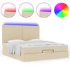 vidaXL Ottoman bed met matras en LED's 180x200cm stof cr&egrave;mekleurig